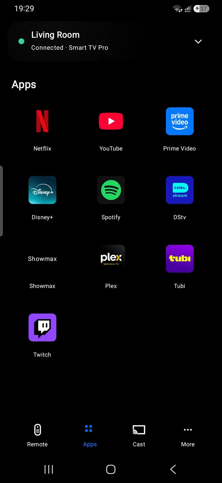 TV app shortcuts in Universal TV Remote Control